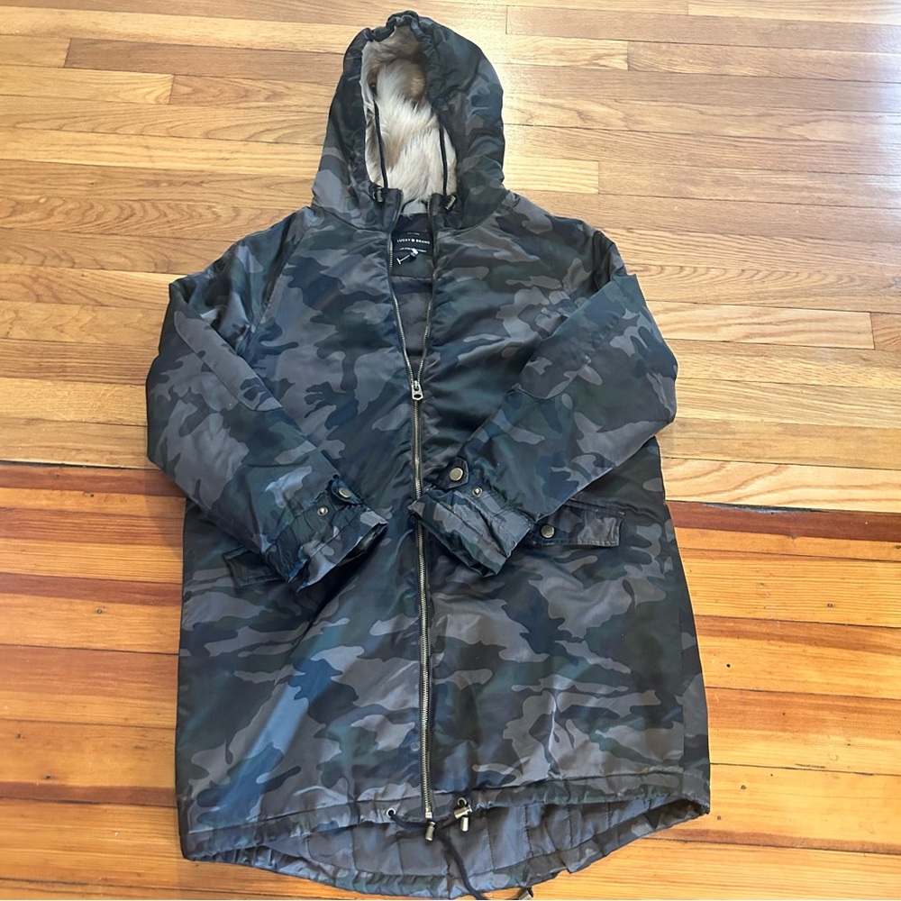 Lucky Brand Warned Green Camouflage Jacket L